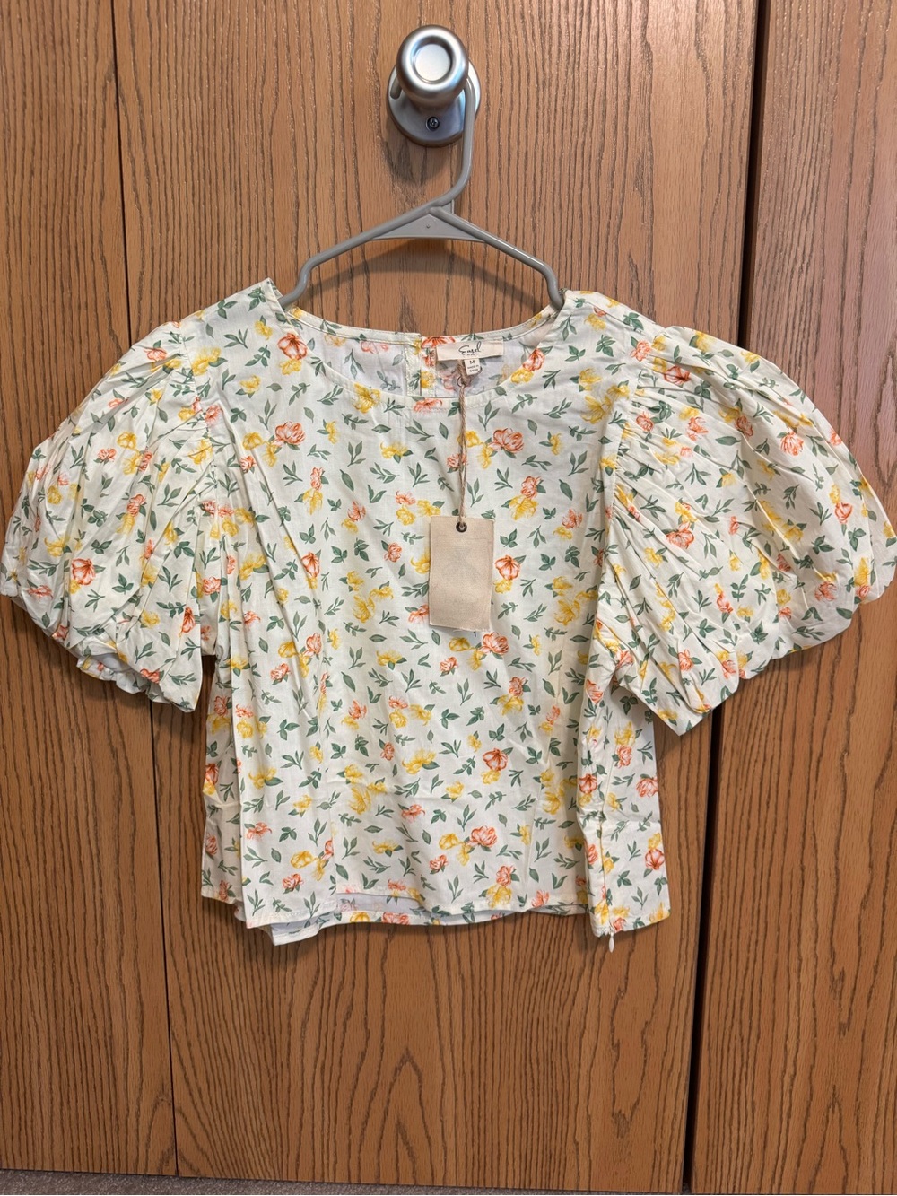 Easel Floral Puff Sleeve Top